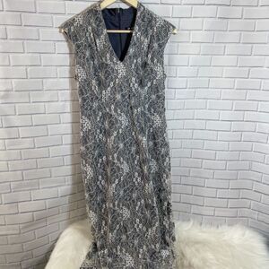 SLNY Gray‎ Lace Overlay Sheath Dress Sz 6
